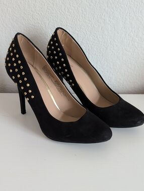 5 For $25 Classic Black Suede Studded High Heels
